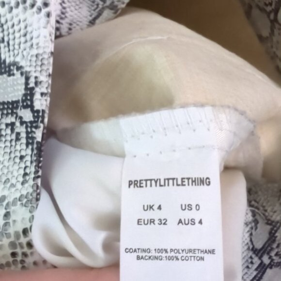 PrettyLittleThing faux leather snakeskin high rise pants - white & gray - Picture 8 of 8